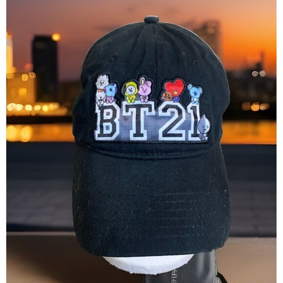 BTS BT21 Hat Adult Mens Black Strapback Adjustable Cap - Picture 1 of 9